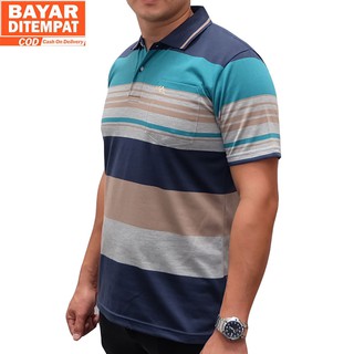  Lokal  Size  M XXL KAOS  KERAH SALUR STRIPE POLO SHIRT 