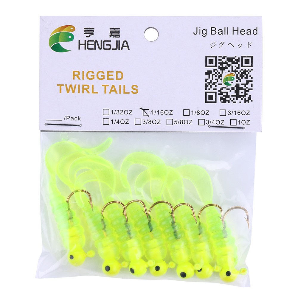 Hengjia 7pcs / Kantong Umpan Pancing Jighead Lembut 1.75g 4 Warna Dengan Kail Wobbler