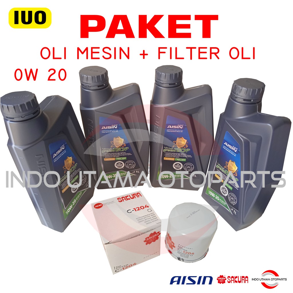 Oli Mesin 0w 20 Aisin dan Filter Oli XL7 Ignis Baleno Spark C-1204