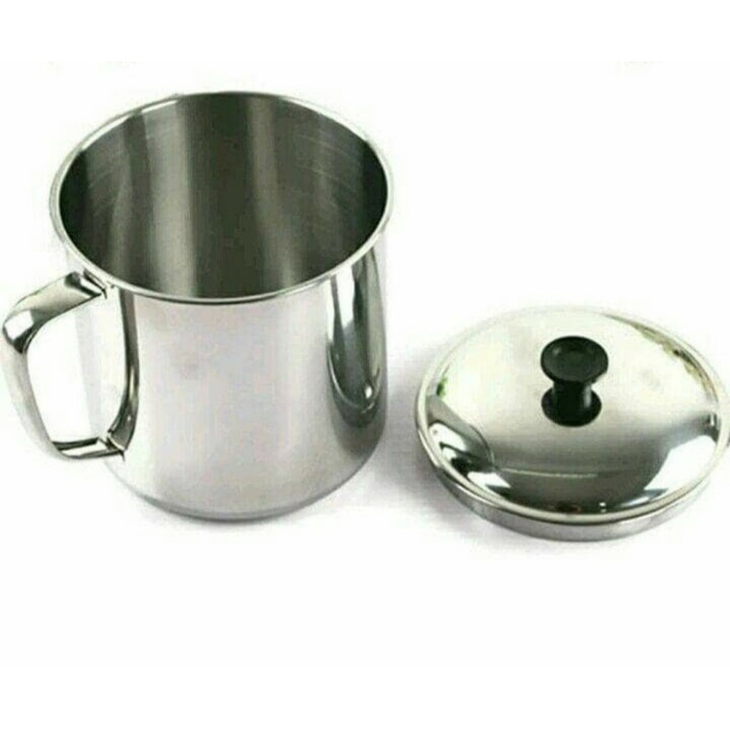 MUG CANGKIR GELAS JUMBO STAINLESS STEEL + TUTUP 11 CM TERMURAH