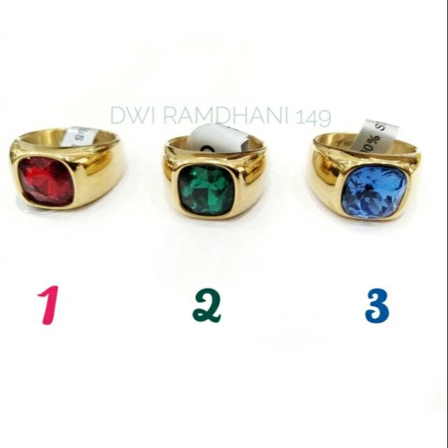 Cincin Pria Gold Titanium Original Batu Cutting variasi