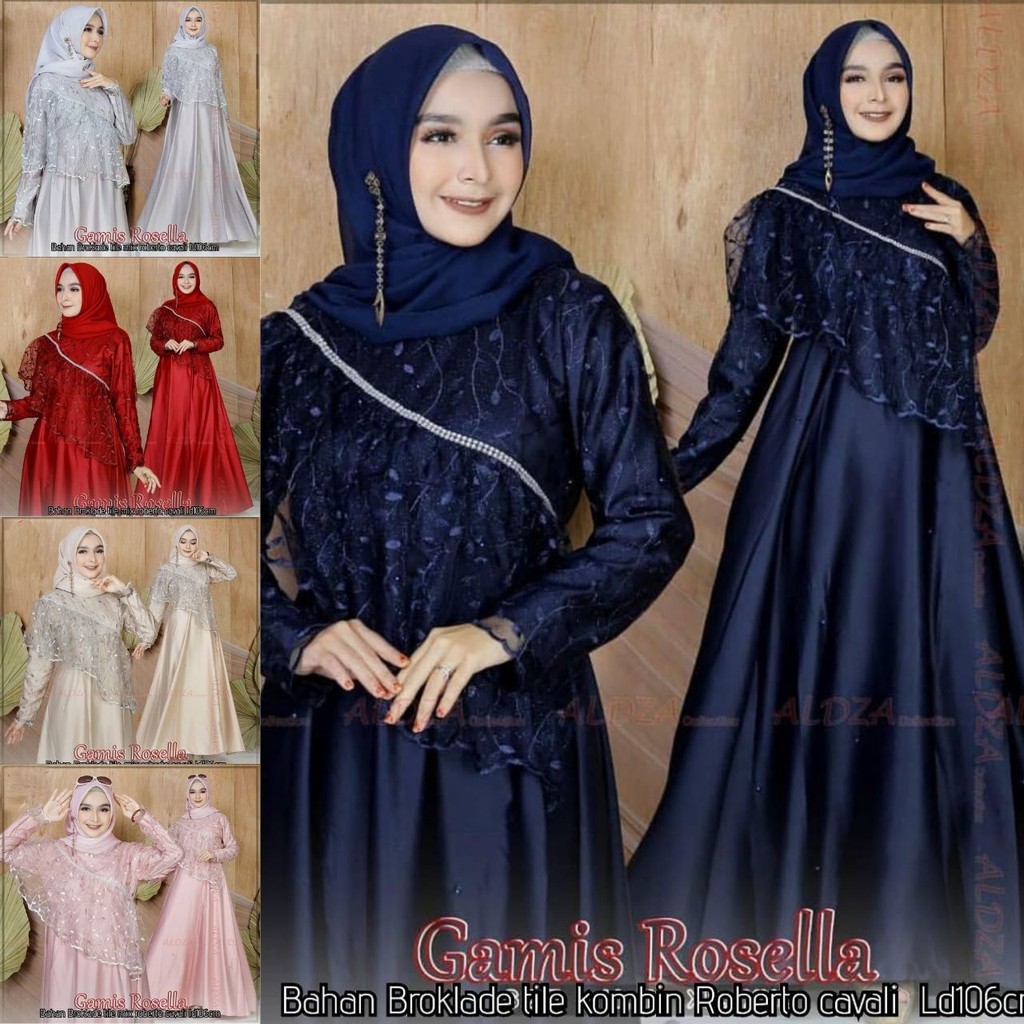 GAMIS ROSELLA BRUKAT JUMBO LD 120 | GAMIS MUSLIMAH PESTA SYAR"I