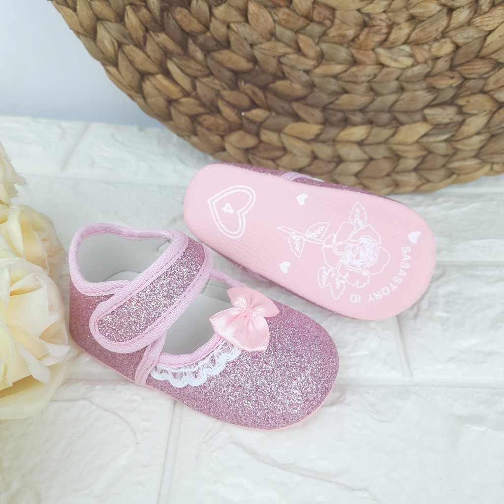 [TAMAN SEPATUKU] SEPATU TRENDY MURAH PREWALKER ANAK PEREMPUAN GLITTER PITA APX05