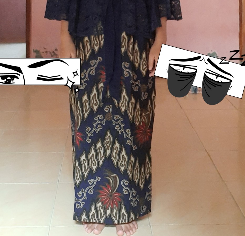 Set Couple Batik Muthia Navy (kemeja, Rok Span, Kebaya Muthia Navy Include Selendang)