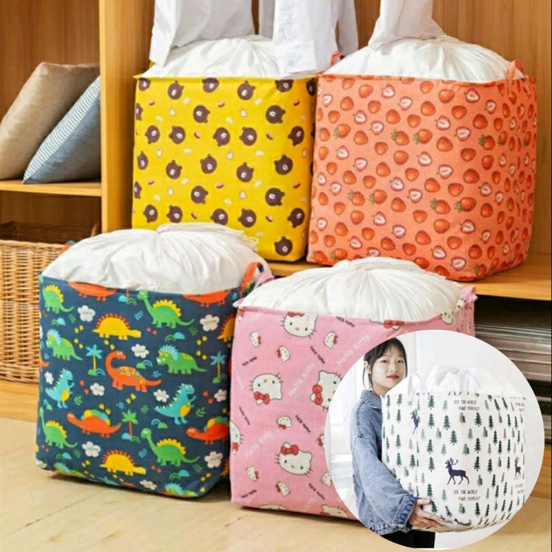 Storage bag jumbo besar 100 liter keranjang tempat baju kotor tempat pakaian mainan rak serbaguna