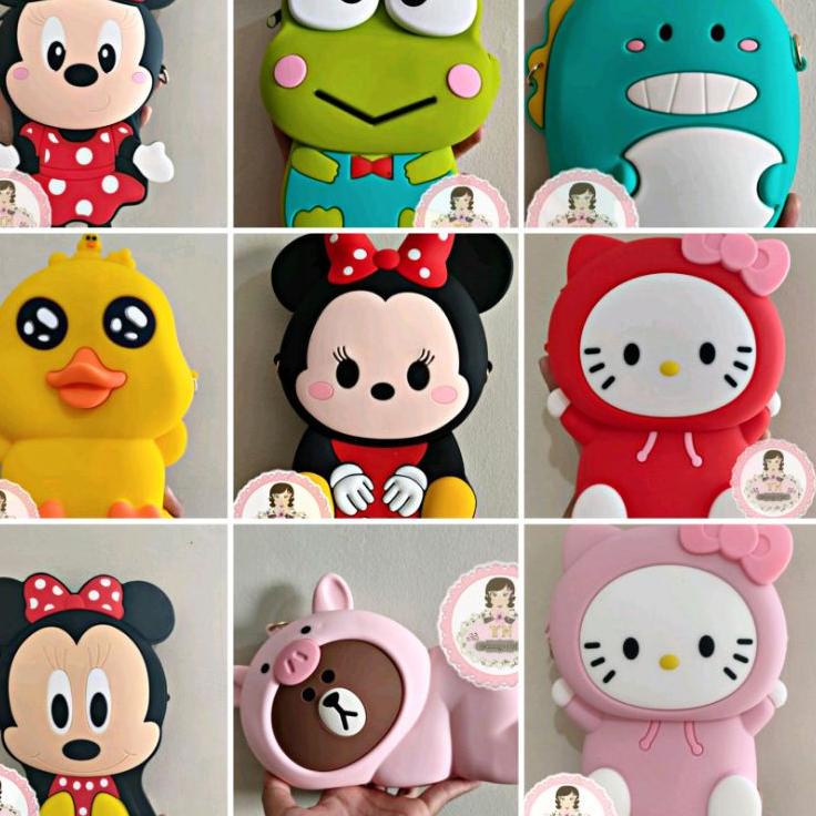 [SKU : W7QL7] Tas Selempang Anak Rubber Jelly Besar Bigsize Jumbo Karakter Silikon