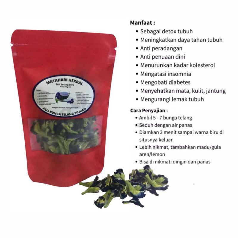 

Teh bunga Telang Kering Organik - Minuman herbal - Kesehatan