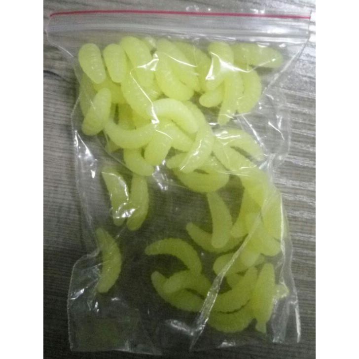 Grab Medan 50 PCS Umpan Pancing bentuk Cacing WD-160 - Yellow