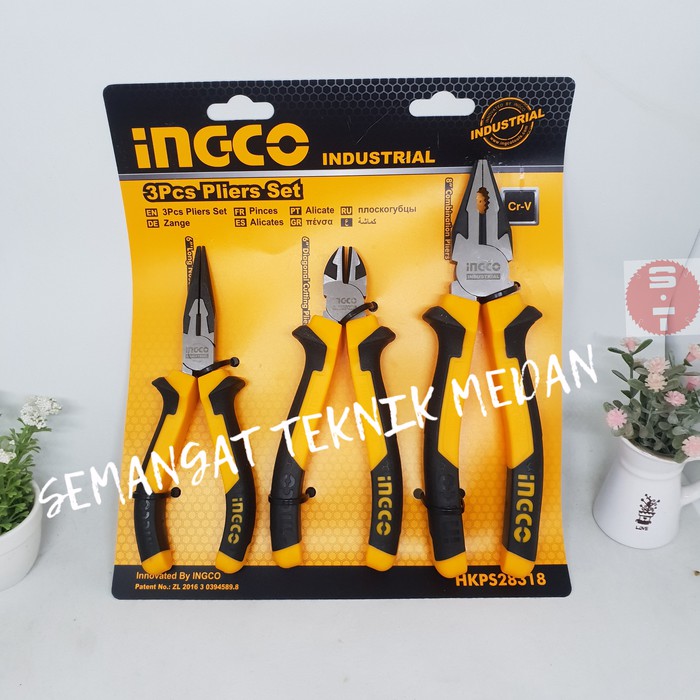 INGCO TANG SET INDUSTRIAL KOMBINASI 8" LANCIP 6" POTONG 6" 3PCS INGCO