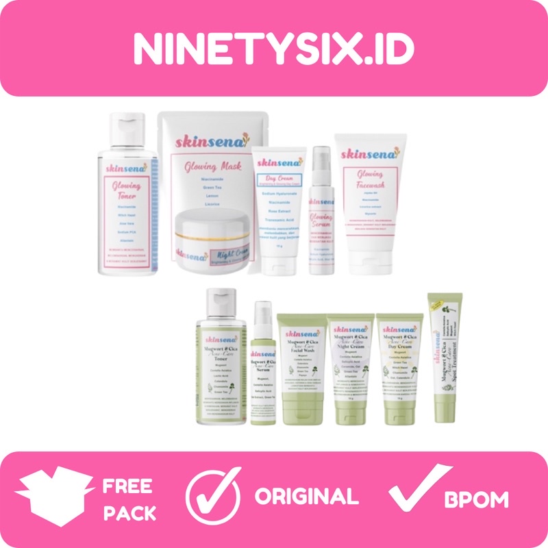 SKINSENA SKINCARE FACE GLOWING, ACNE SERIES, PAKET SKINCARE BPOM