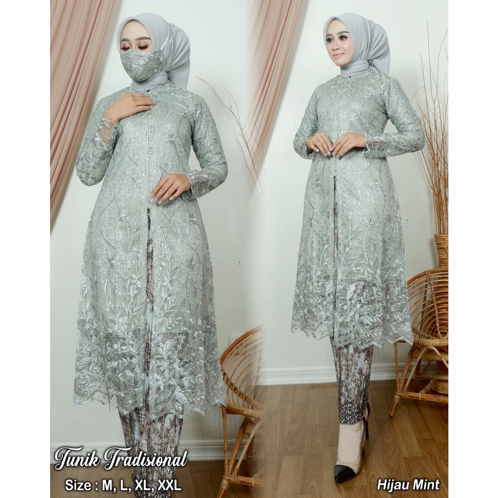 Permata Olshop / Kebaya Tunik Tradisional AD / Tunik Kebaya / Baju Lamaran Modern / Kebaya Busui