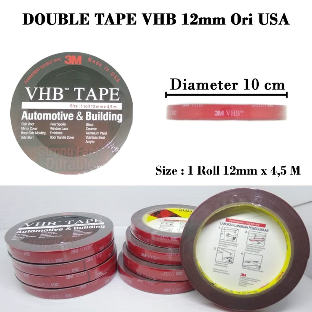 

3M VHB Double Tape Doubletape 12MM Ori USA 4900 CAD
