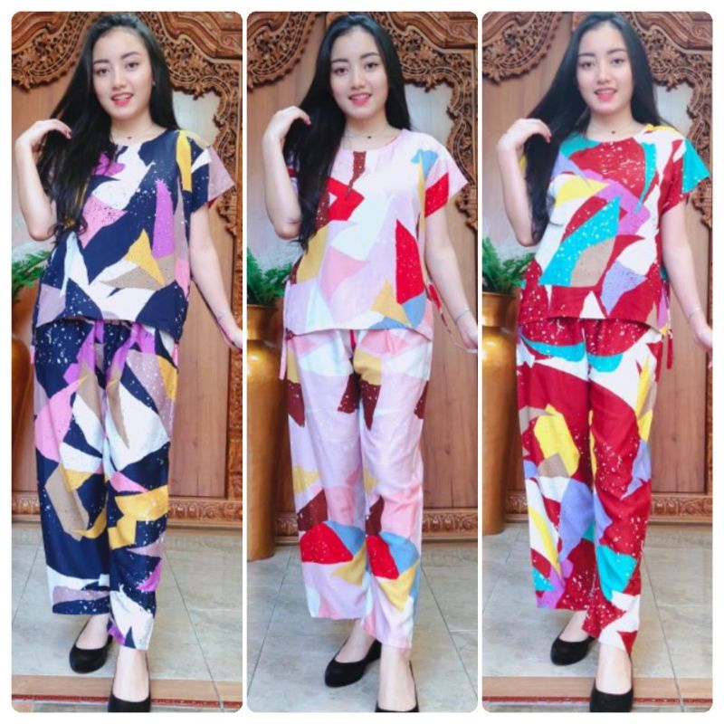 Setelan Celana Panjang One Set Piyama Bali Ethnic Batik-1