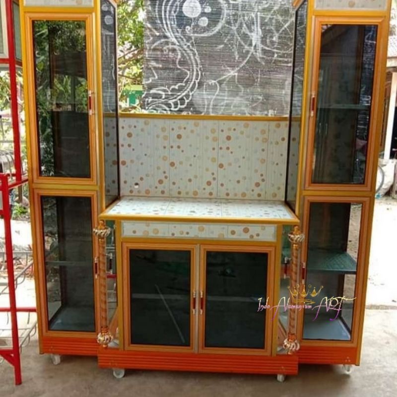 Lemari Partisi Meja Tv Hias Pajangan Penyekat Ruangan Alumunium