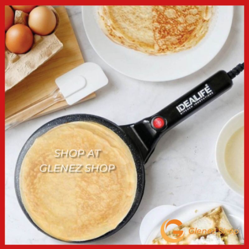 Cetakan Waffle IDEALIFE Crepes Crepe Maker Kompor Wajan Pan Anti Lengket Cetakan Kulit Lumpia Kulit 