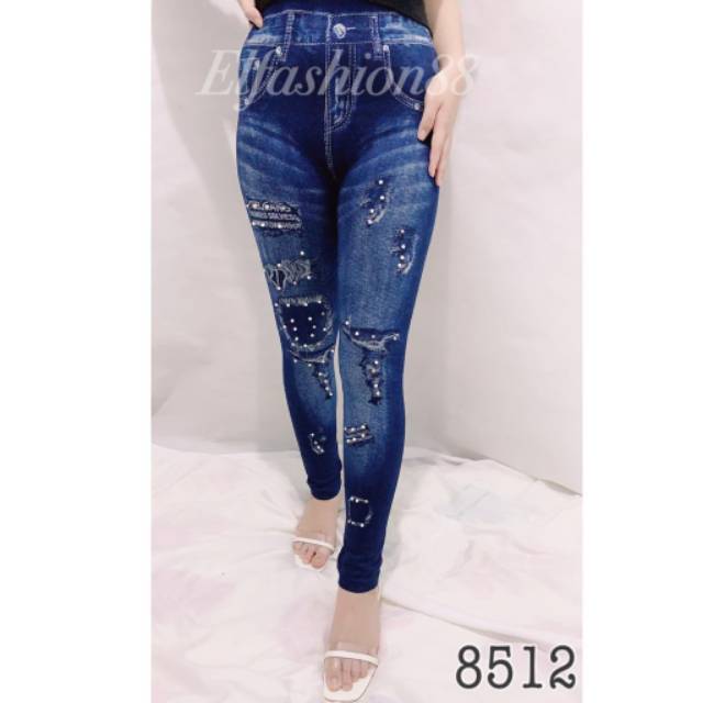 Elfashion Premium Legging Jeans Tebal Mutiara