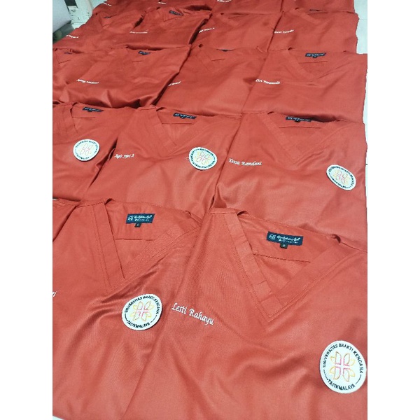 Baju Jaga Lengan panjang, scrubs, baju ok, model kancing bahu