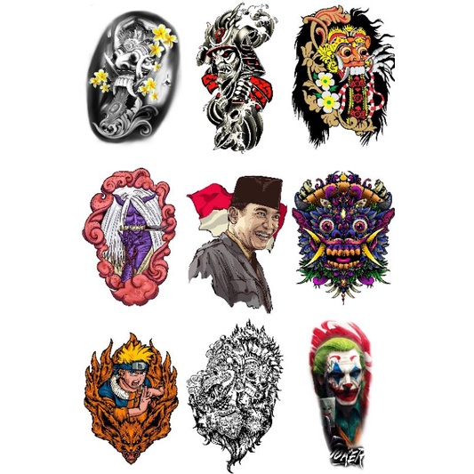 Tatto temporary Leak Yakuza naruto BARONG BALI JOKER luppy Takeshi