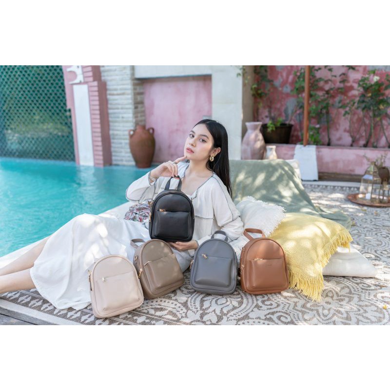 [𝗙𝗿𝗲𝗲 𝗗𝘂𝘀𝘁 𝗕𝗮𝗴] Backpack Flicka J 23 Taupe Russet Black Beige Grey Tas Ransel 2in1 Slingbag Simple S