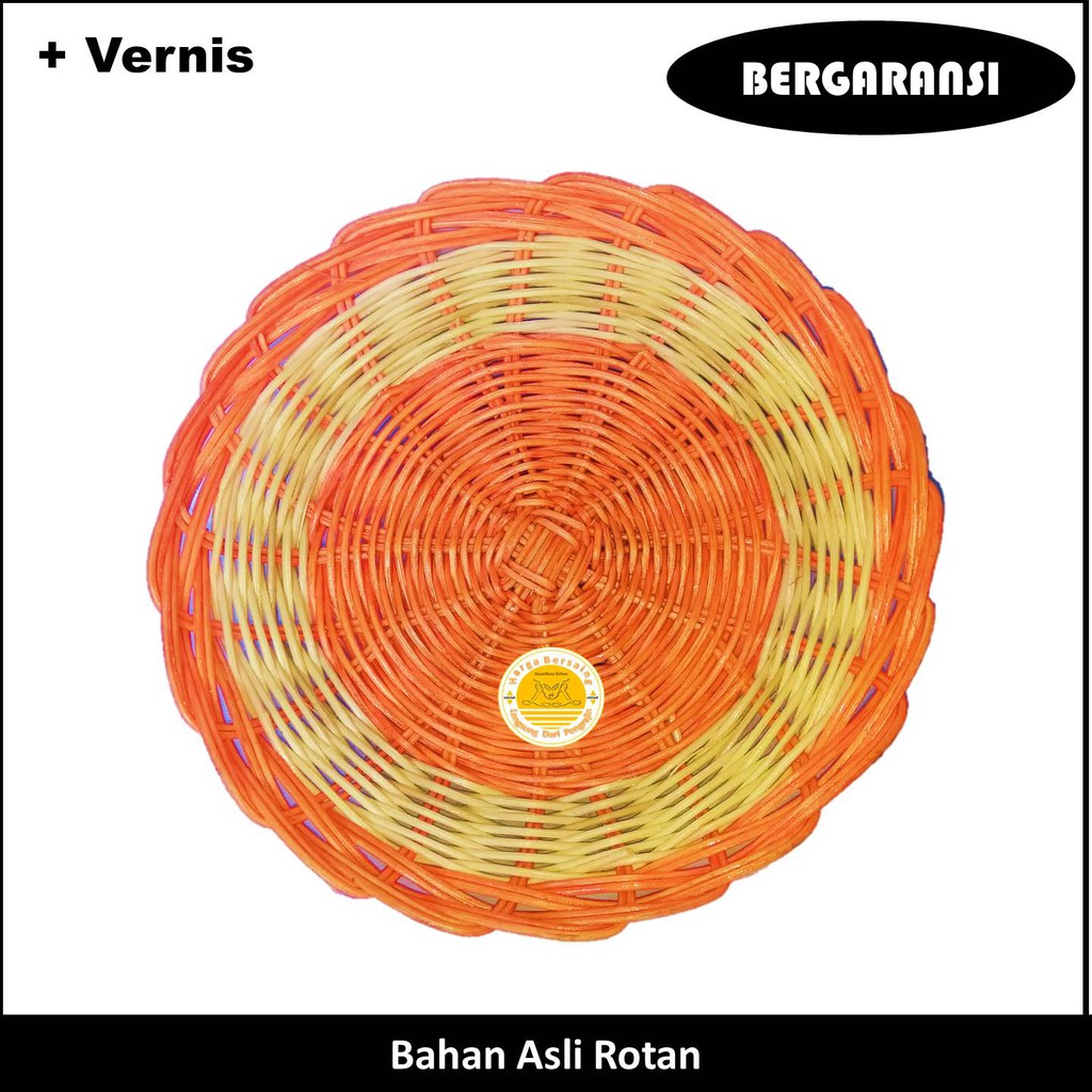 Supplier Piring Vernis Bahan Rotan Asli - Piring Orange Bahan Rotan - Piring Warna Orange Asli Rotan