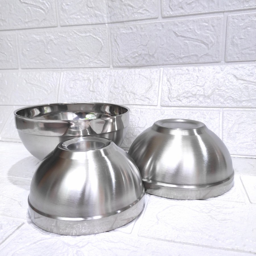Mangkok Korea Stainless Steel Double Wall Bowl 12 14 16 cm Tahan Panas
