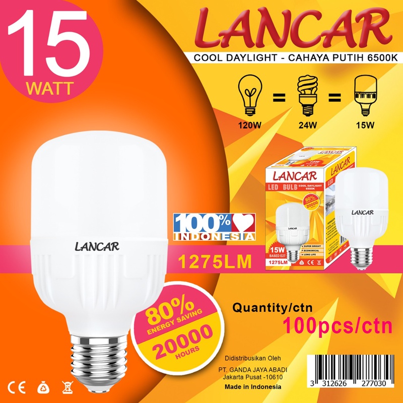 Lancar Bulb T Lampu Lancar 5 WATT 10 WATT 15 WATT Murah Hemat Energi Awet Tahan Lama STAR LED