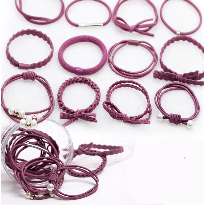 OSM - F519 Ikat Rambut 12 in 1 Fashion Wanita / Accesories Rambut Import / Ikat Rambut Murah Batam-Ungu