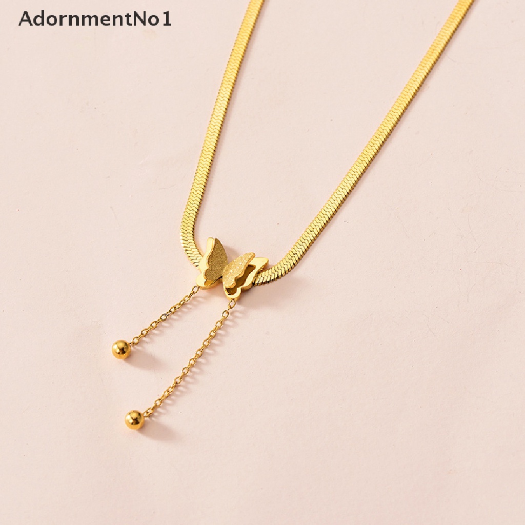 (AdornmentNo1) Kalung Choker Rantai Ular Dengan Liontin Kupu-Kupu Unik Gaya Punk Untuk Wanita