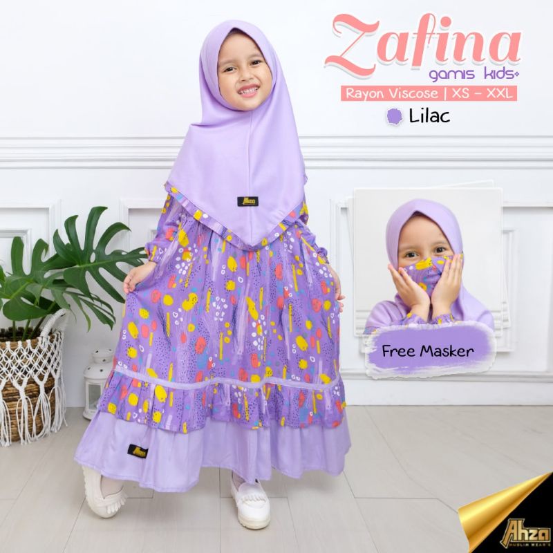 AHZA HEPPIN// gamis zafina by ahza / gamis anak branded / gamis anak rayon  ori