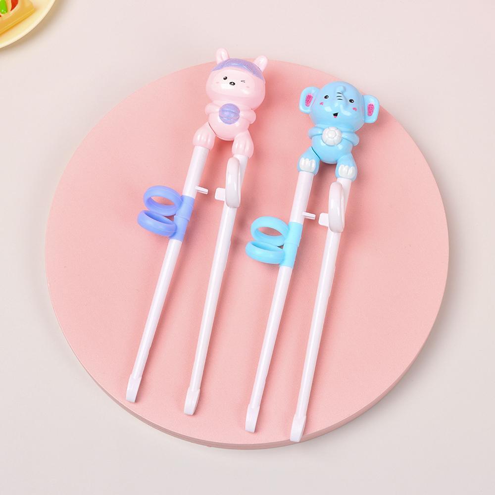 Solighter 1pasang Sumpit Belajar Kartun Peralatan Makan Bayi Pemula Chopstick