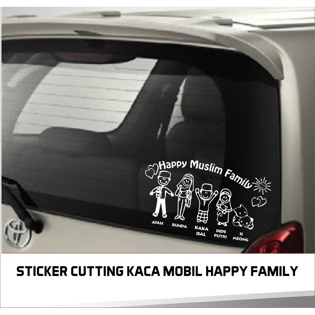 STIKER CUTTING  STICKER  KACA BELAKANG MOBIL HAPPY FAMILY  