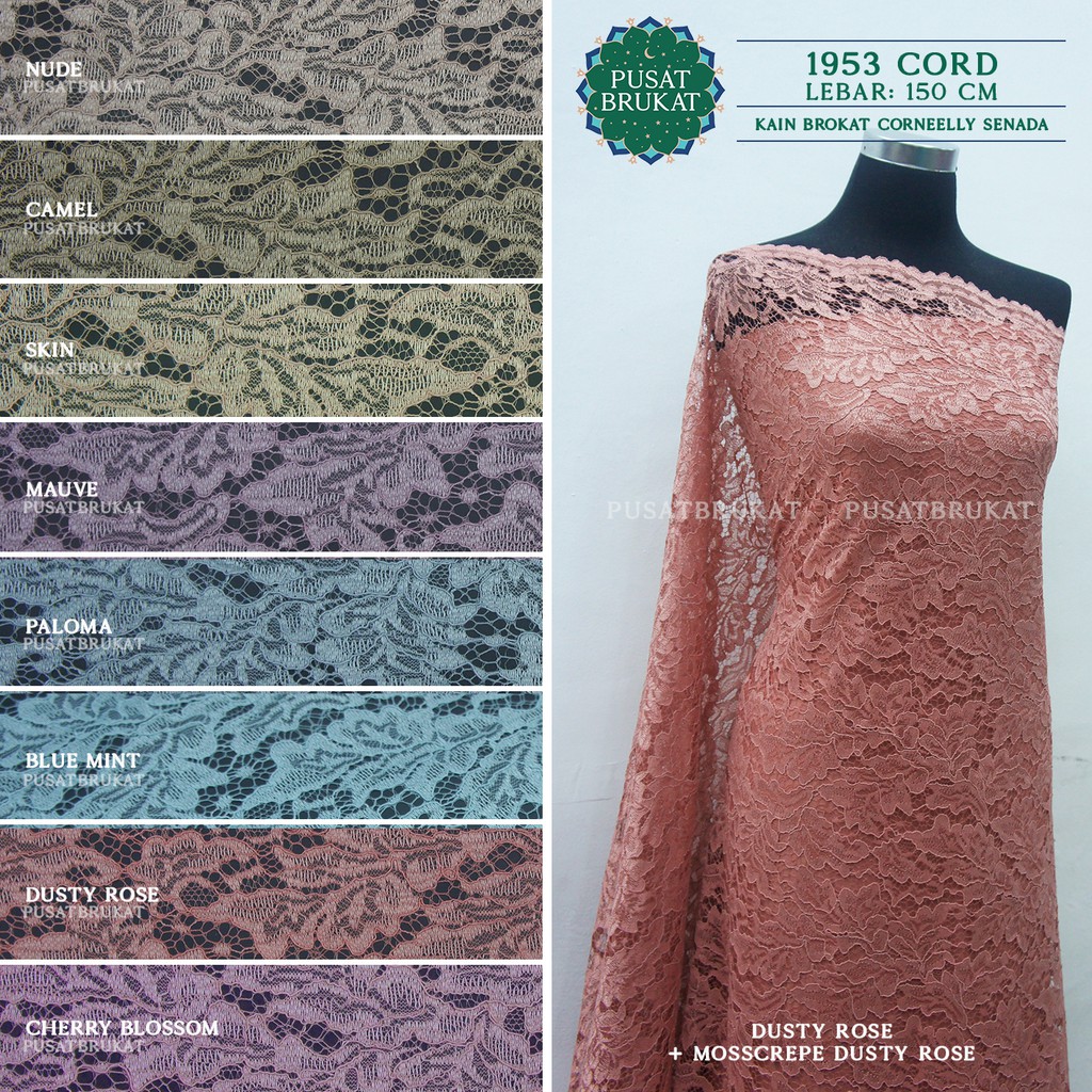 KAIN BRUKAT CORNELI CORNELLY 1953 CORD / BAHAN BROKAT TULANG, LEBAR 150CM [harga per 0.5m]