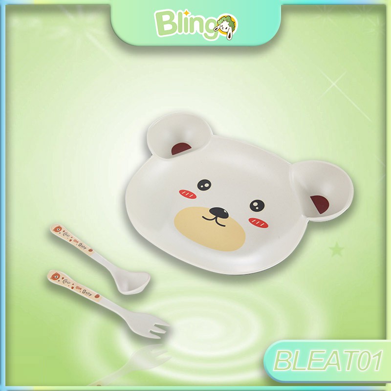 Blingo BLEAT01 piring makan alat makan bayi  Anak Wheat Bear Plate mangkok bayi