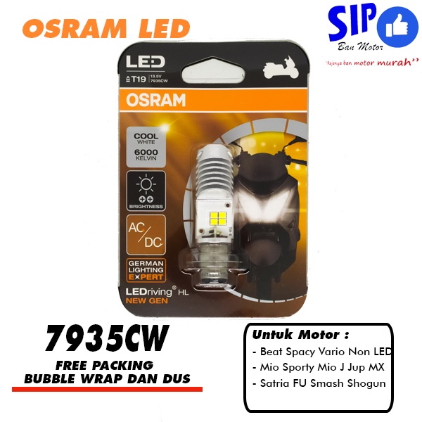 Lampu depan motor Osram LED T19 13.5V 5/6W 7935CW bisa AC/DC beat mio vario