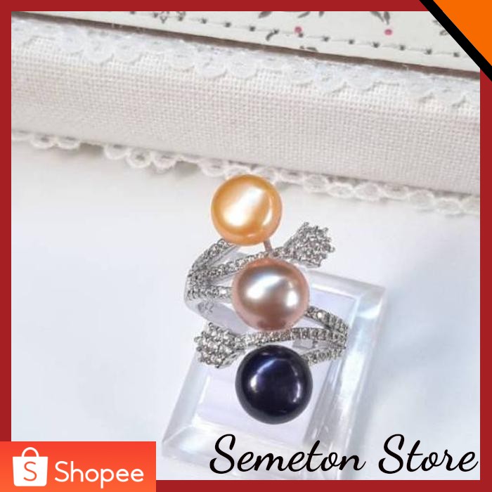 Cincin mutiara asli air tawar mutiara lombok hadiah gift aksesoris perhiasan wanita cewek RM205