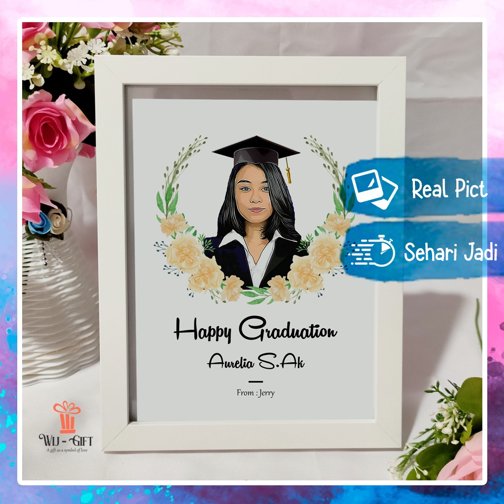 Kado Hadiah Wisuda Graduate Cewek Cowok Frame Vector Murah Unik Ulang Tahun Anniversary Wedding