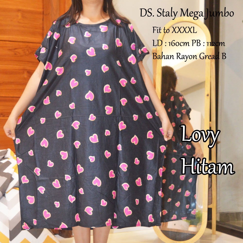 Daster Mega Jumbo Staly LD 160cm || Daster Jumbo Murah-Lovy Hitam A