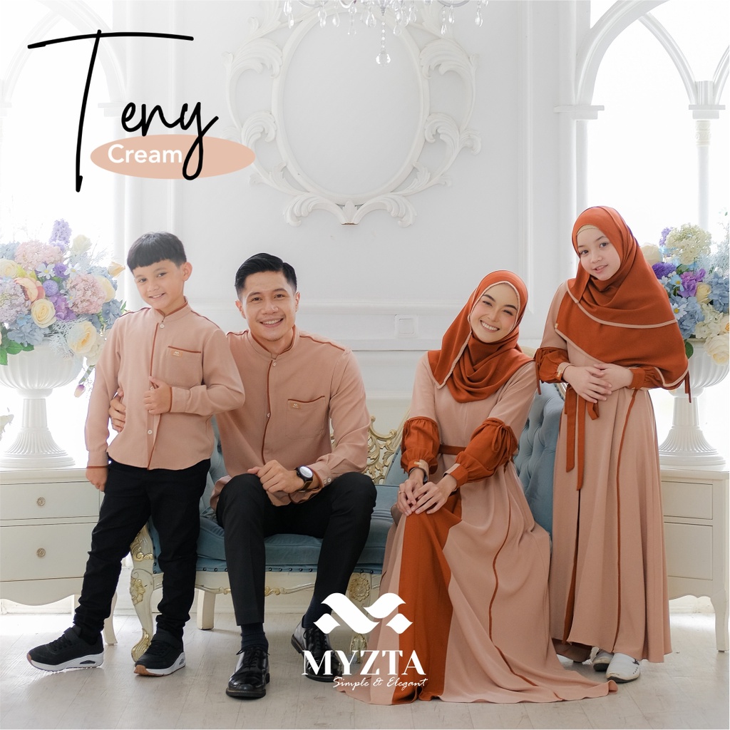 SARIMBIT MYZTA 2022 TENY CREAM ORIGINAL BY INAYA SERAGAM KELUARGA GAMIS BAJU KOKO KEMEJA IBU AYAH AN