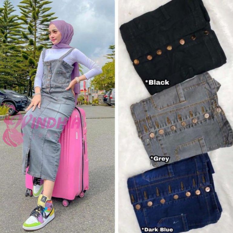COD Delila Delilla Overall Jeans Wanita | Overal Rok Kodok Jean Jens Jins Denim