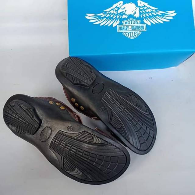 Sandal pria kulit asli Harley Davidson