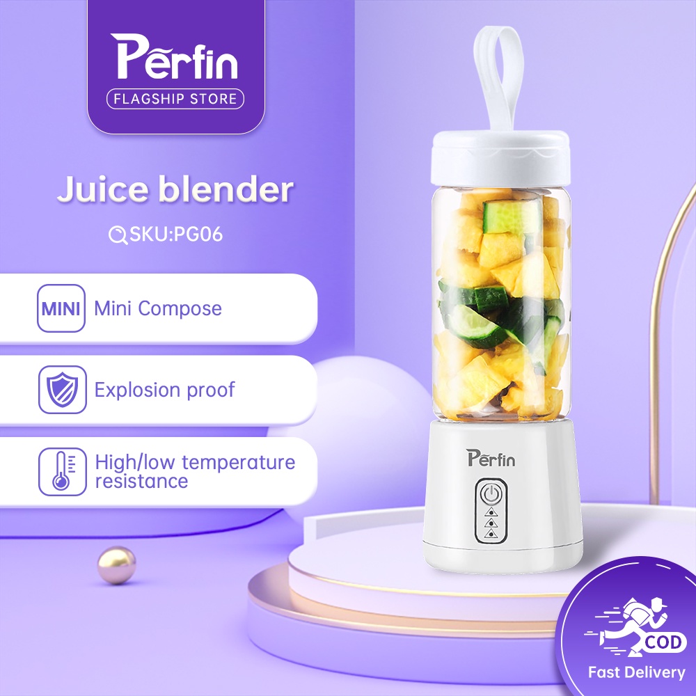 Perfin PG06 Juicer Portable Blender Blender Portable Mini Jus Multifungsi Putih USB-380ML