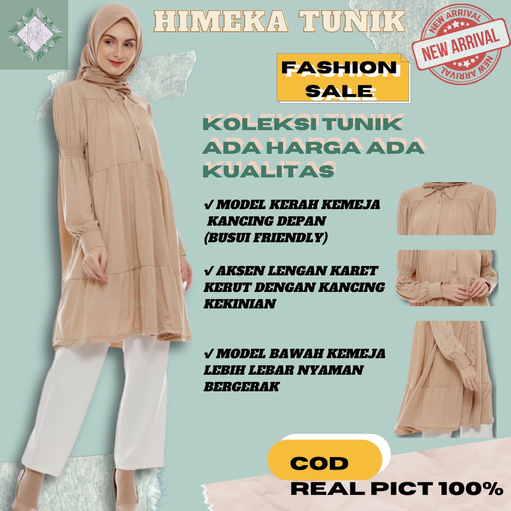 Atasan Tunic Terbaru Kekinian 2021 Long Tunik Kaos Busui Lengan Panjang Wudhu Friendly Ootd Hijaber 