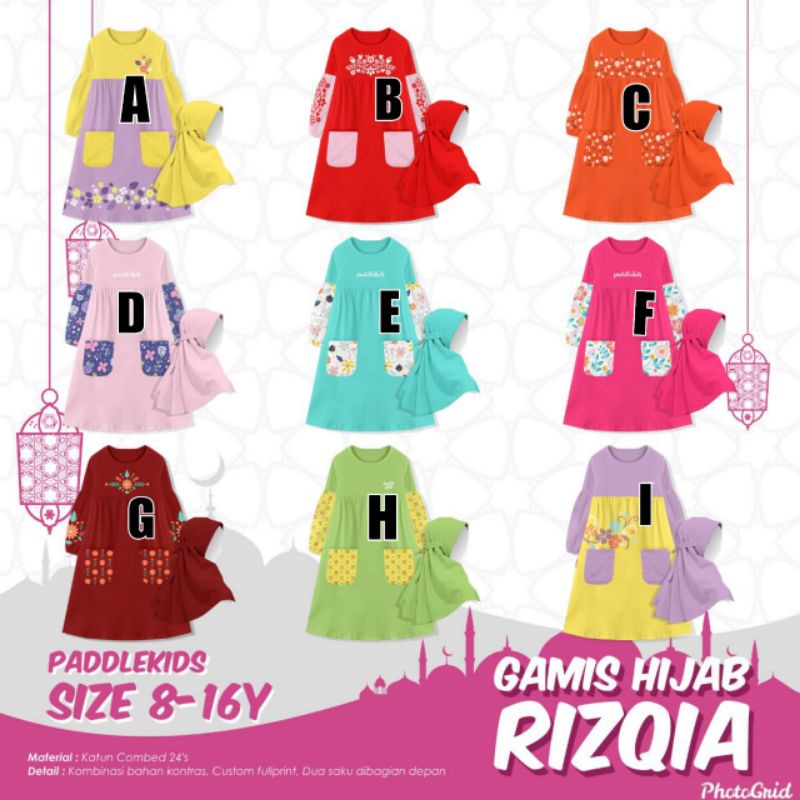 Gamis Hijab Rizqia by Paddle / Baju Gamis Anak / Gamis Anak / Baju Gamis / Gamis Lebaran / Gamis Leb
