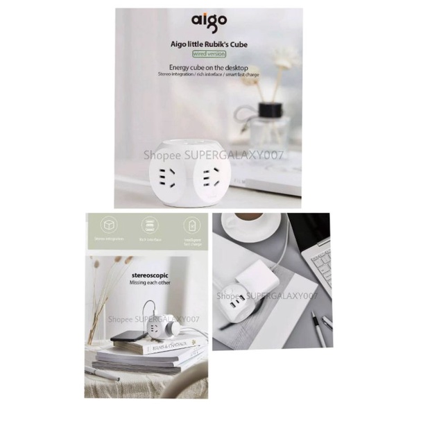 Aigo Power Socket Colokan kabel USB Colokan Charger Colokan Listrik Fast Charging Cube USB Aigo M003