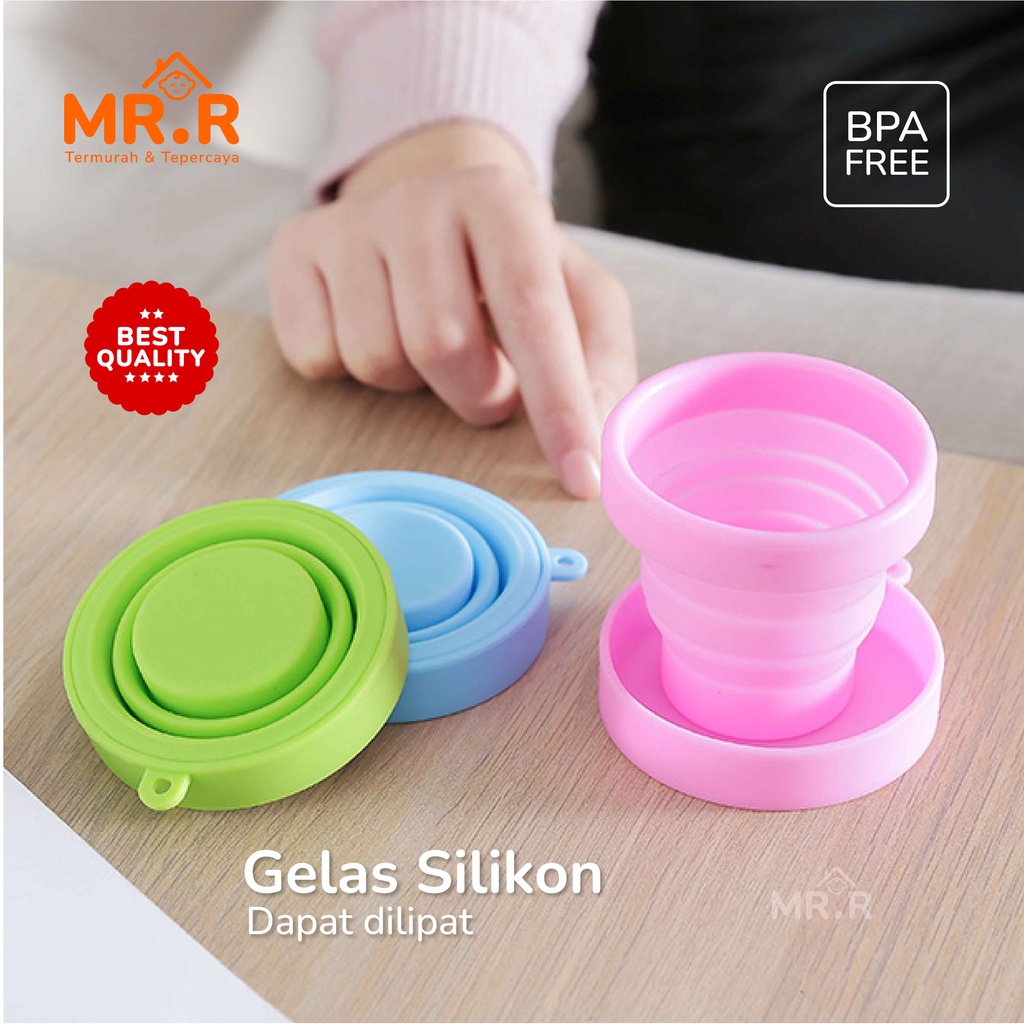 Cangkir Gelas Lipat Tarik Wadah Tempat Minum Silikon Anti Pecah Portable Travel Silicone Folding Cup