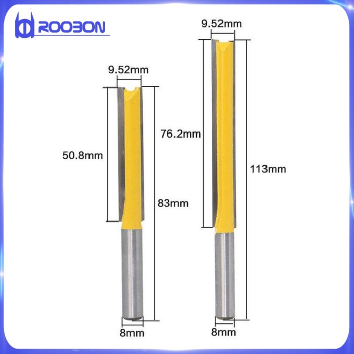 Diskon Roobon 2pcs Mata Profil Shank 8mm Ekstra Panjang Lurus Pemotong Kayu Diskon
