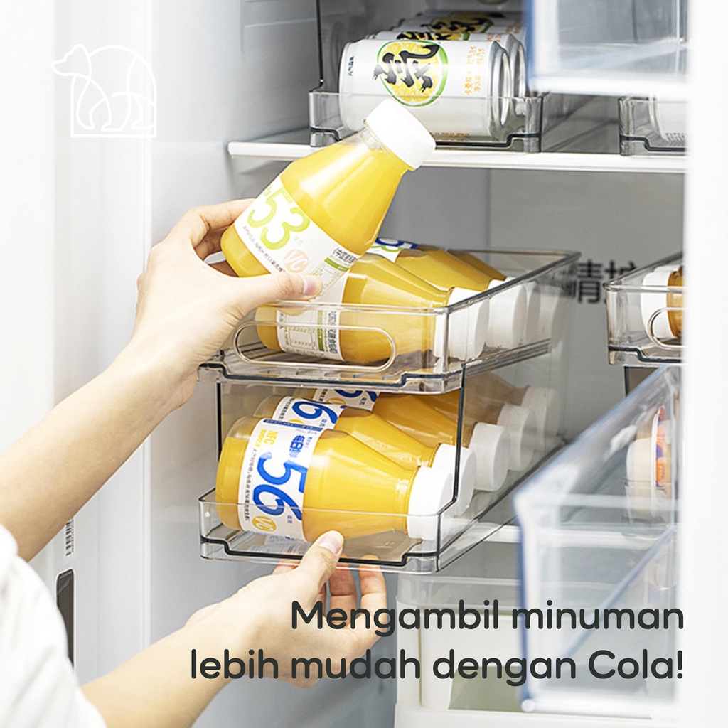 【IKONE】COLA Tempat Penyimpanan Minuman Kaleng Beer Soda Botol Kulkas 2 Tingkat Kotak Kontainer penyimpanan Wadah Makanan sayur Kulkas Buah Fridge Freezer Food Cabinet Kabinet Laci Pantry Box Storage Container Organizer