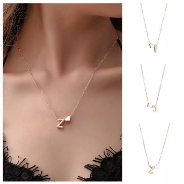 DF HURUF A-L Kalung Huruf Love Kecil Stainless Aksesoris Fashion Perhiasan GOLD SILVER