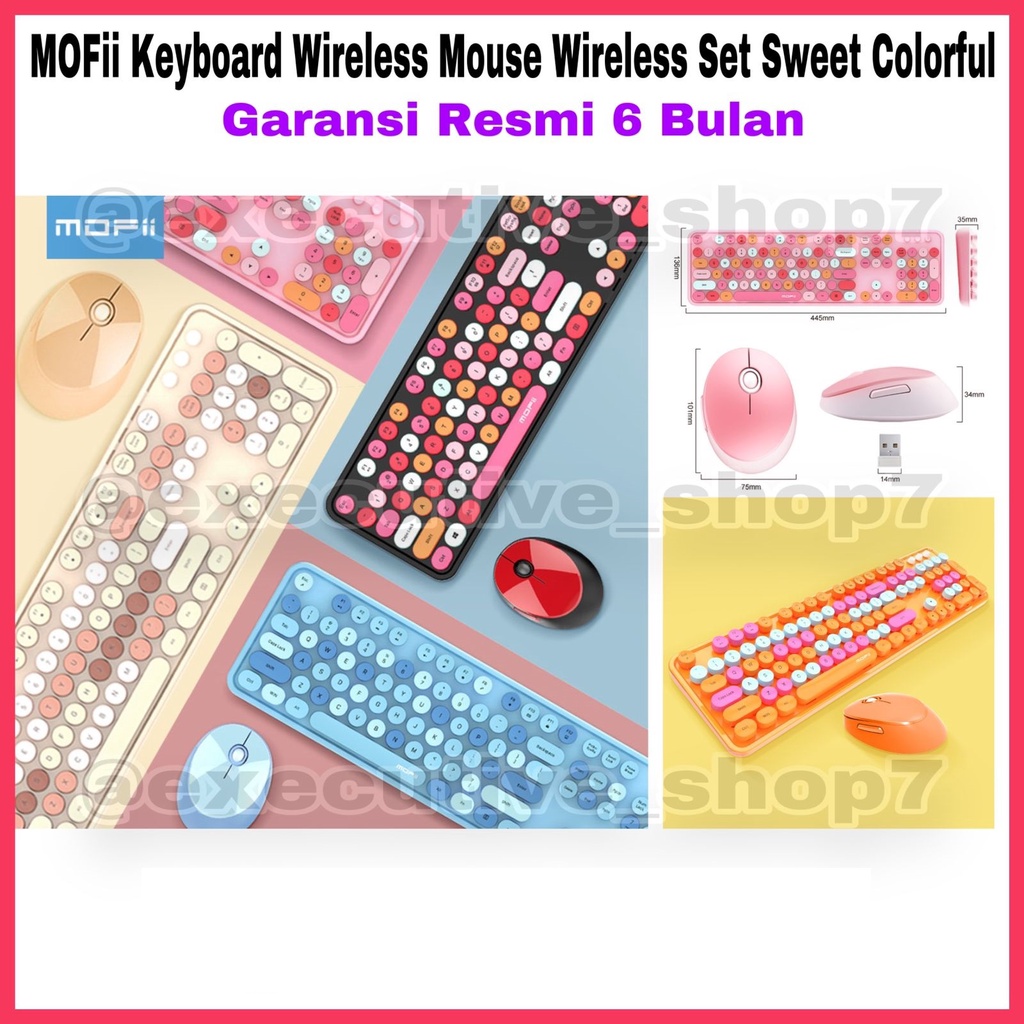 MOFii Keyboard Wireless Mouse Wireless Set Sweet Colorful - Garansi Resmi 6 Bulan