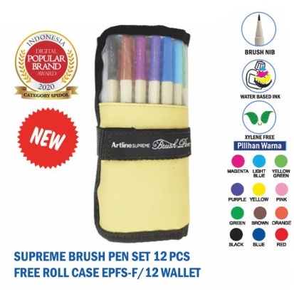 

Artline Supreme Brush Pen Set 12 Free Roll Case EPFS-F/12BP
